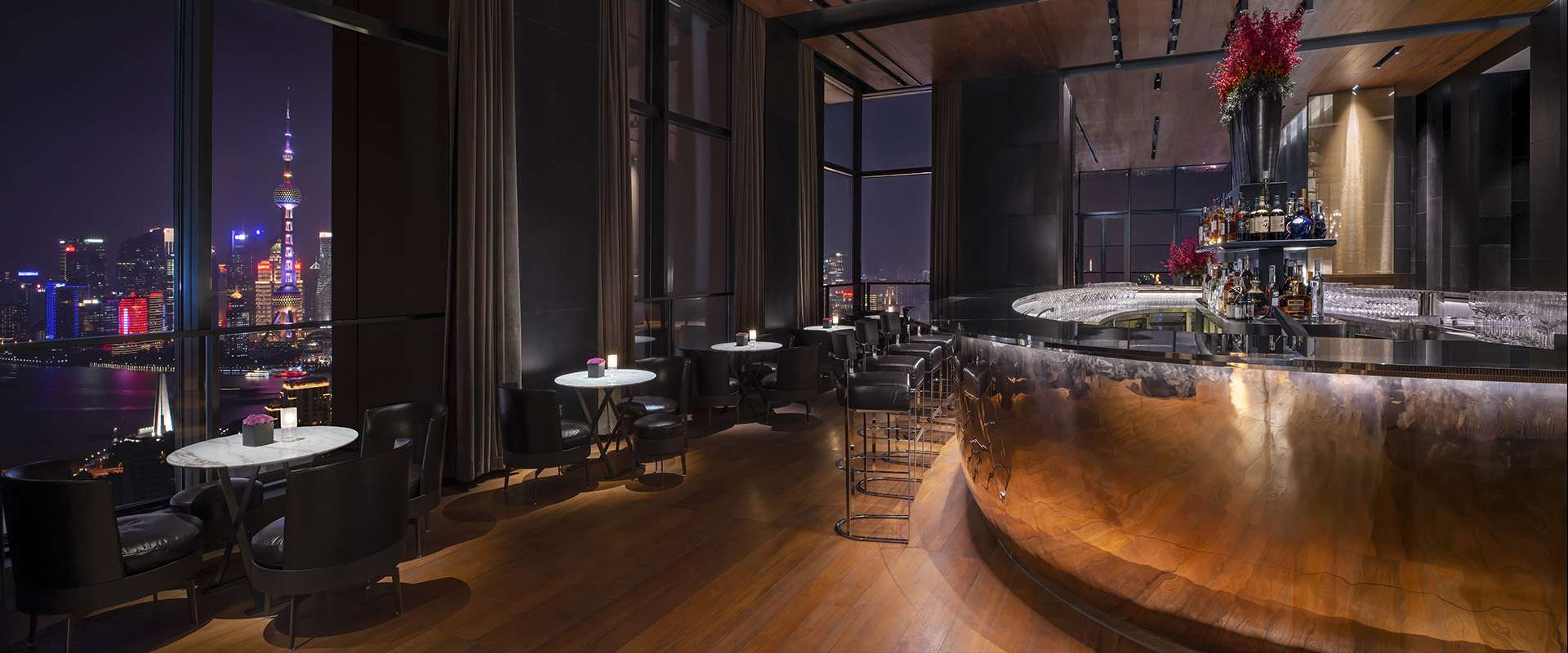 Il Bar by night at The Bvlgari Hotel Shanghai