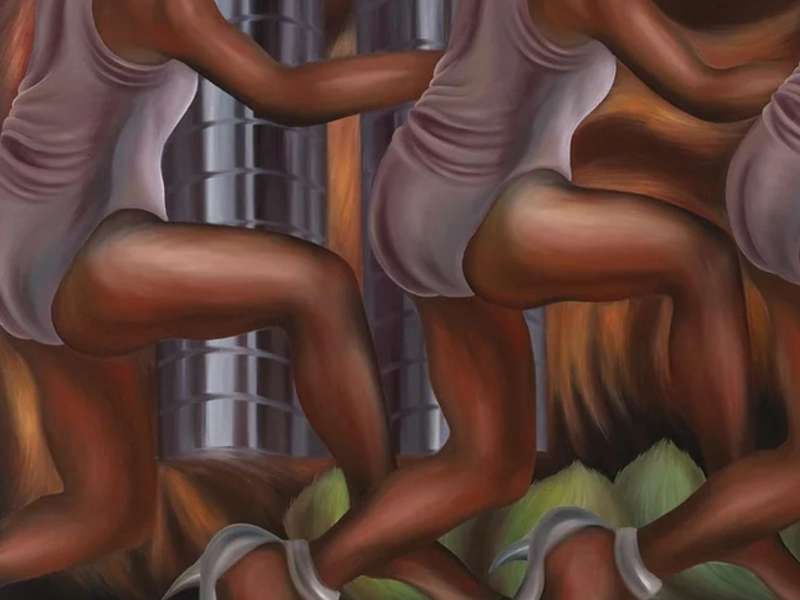 Chen Qin, People Dancing on the Road, 2024, Oil on canvas, 130 &times; 150 cm | Courtesy Tang Contemporary Art