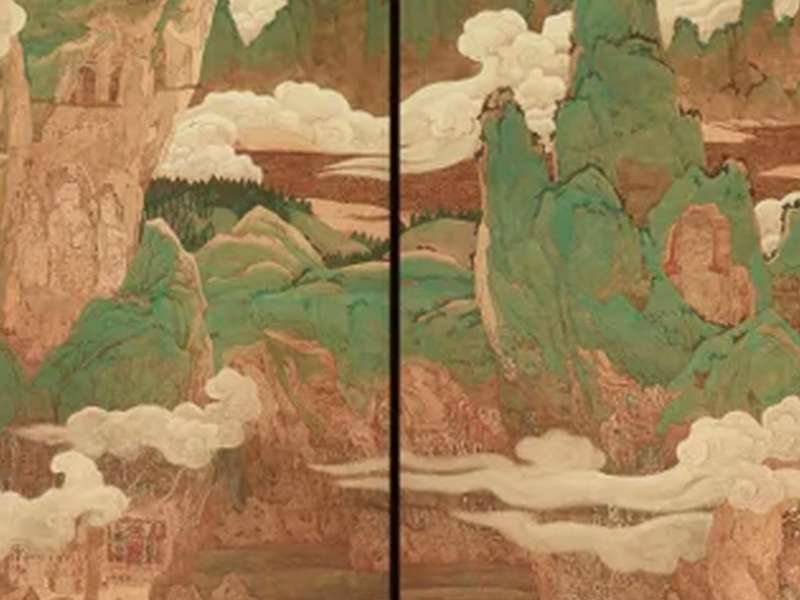 Bian Kai, Wisdom Shore: The Other Bank of Enlightenment, 2018, Ink and color on silk, 206 &times; 624 cm | Courtesy Ink Studio
