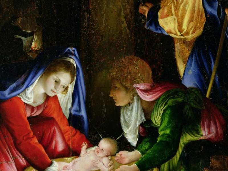 Lorenzo Lotto, Nativity, Signed and dated Lotus 1525, Oil on panel, 55.5 &times; 44.7 cm, Siena, Pinacoteca Nazionale