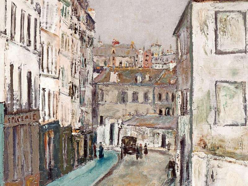 Maurice Utrillo, Rue Marcadet, 1909, Oil on canvas, 60.3 &times; 81.3 cm, Nagoya City Art Museum | Courtesy &copy; H&eacute;l&egrave;ne Bruneau 2024