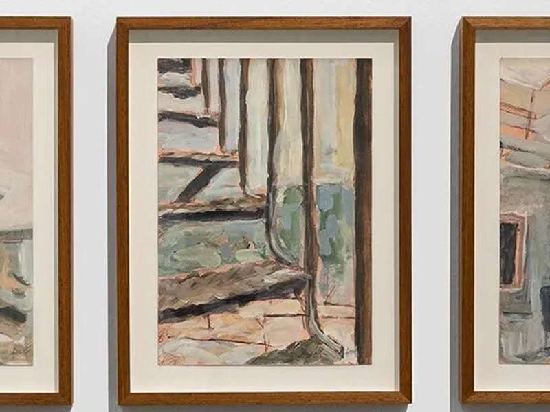 Afra Al Dhaheri, Spiral Staircase No. 1, 2 & 3, 2020, Acrylic and carbon graphite on paper, triptych, 25 &times; 18 cm each | &copy; Courtesy Afra Al Dhaheri | Photo: Anna Shtraus