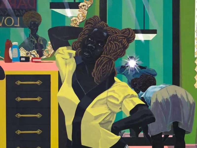 Kerry James Marshall, School of Beauty, School of Culture, Detail, 2012 Acrylic and glitter on unstretched canvas, 274.3 &times; 401.3 cm | &copy; Kerry James Marshall | Photo: Sean Pathasema | Courtesy Jack Shainman Gallery, New York
