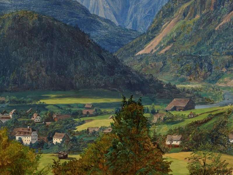 Ferdinand Georg Waldm&uuml;ller, Der Dachstein vom Sophienplatze aus, 1835, &Ouml;sterreichische Galerie Belvedere