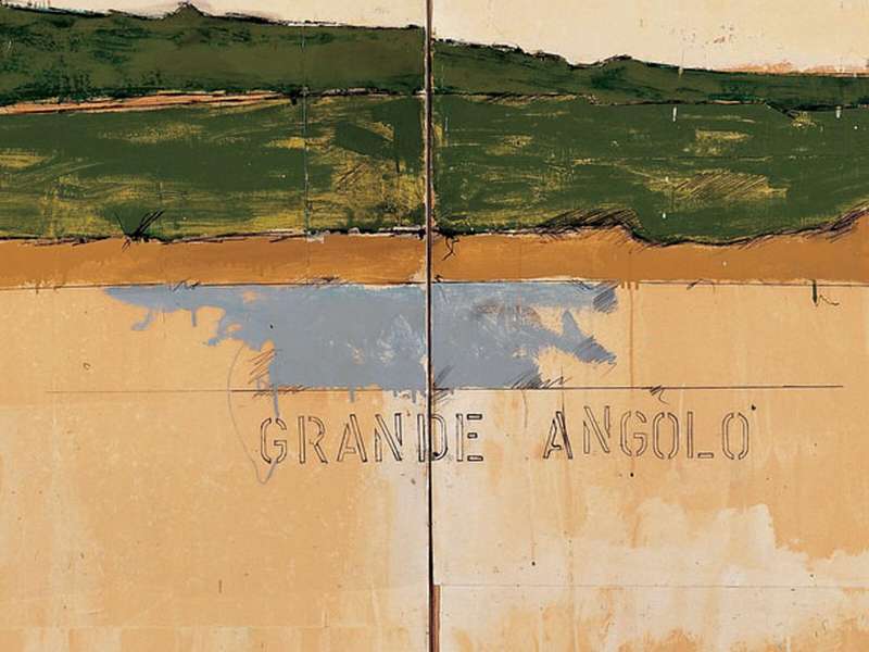 Mario Schifano, Grande angolo, 1963, Smalto e grafite su carta applicata su tela, cm 160 &times; 260 | Collezione privata, Roma | Foto: Paolo Terzi | &copy; Mario Schifano