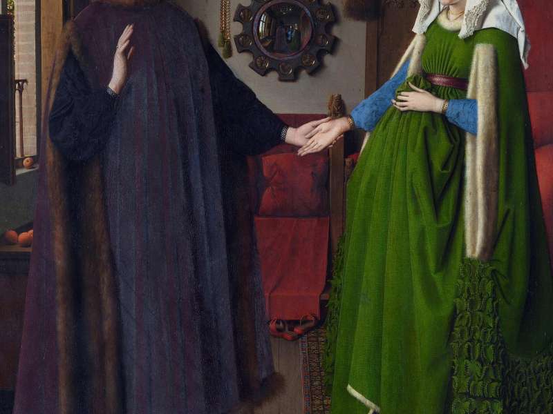 Jan van Eyck (Circa 1390 - 1441), Portrait of Giovanni Arnolfini and his Wife, 1434, Oil on panel, 82 &times; 59.5 cm, London, National Gallery