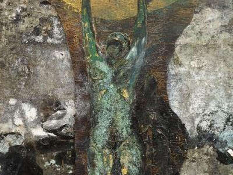 Anselm Kiefer, Sophie Brahe, 2025, Emulsion, oil, acrylic, shellac, gold leaf, electrolysis sediment, straw, clay, and canvas collage on canvas, 570 &times; 280 cm | &copy; Anselm Kiefer | Photo: Nina Slavcheva