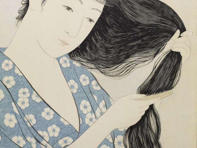 Hashiguchi Goyo,&nbsp;Woman in Blue Combing Her Hair,&nbsp;1920 | Courtesy &copy; Walters Art Museum