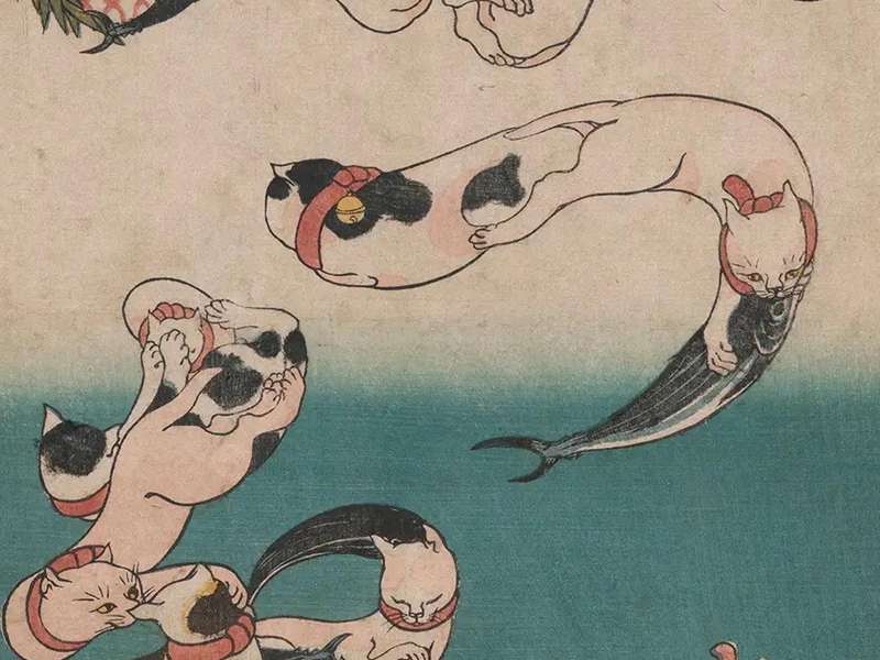 Utagawa Kuniyoshi, Katsuo, the Cat with the Character for "Tōji", Circa 1842 | Courtesy The Trustees of the British Museum