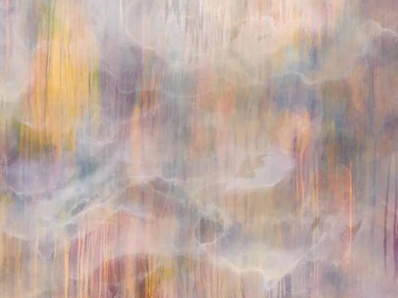 Thu-Van Tran, The colors of grey, 2023, Linen canvas, chalk and lime, light cadmium orange pigments, dark magenta, marine purple, phthalo green, ultramarine blue, titanium white, 320 &times; 750 cm | &copy; Thu-Van Tran