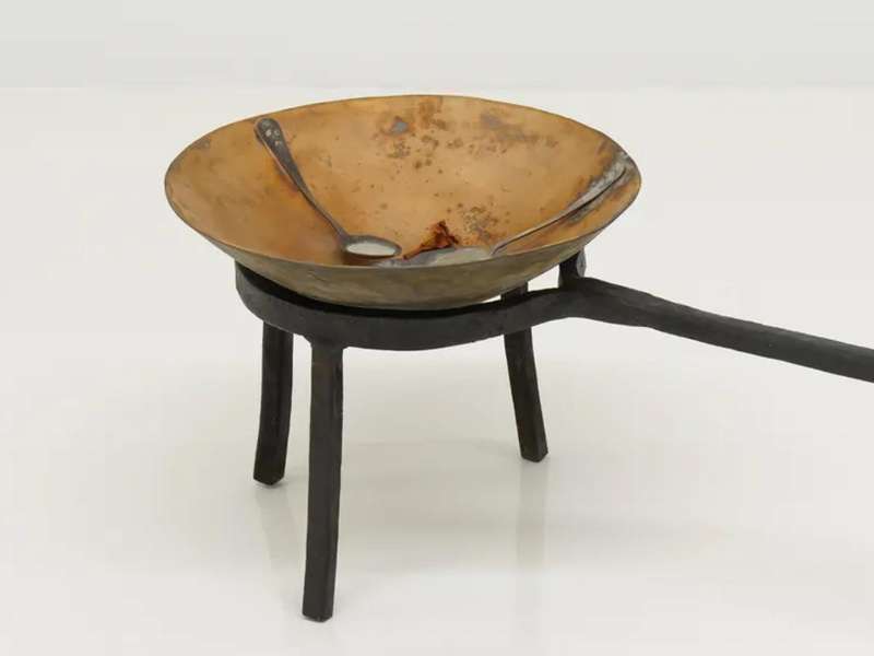 Xue Ying, A family of three, yet to meet, 2026, Bronze, red copper, wrought iron, dried flower | Courtesy Xue Ying / Capsule Shanghai