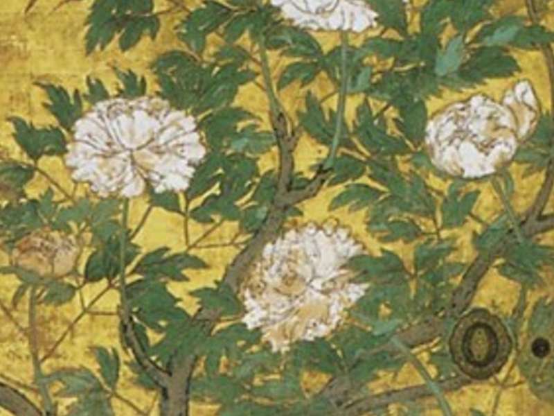 Kan&ocirc; Sanraku, Sliding door with peonies, Ky&ocirc;to, Daikaku-ji, Around 1620.