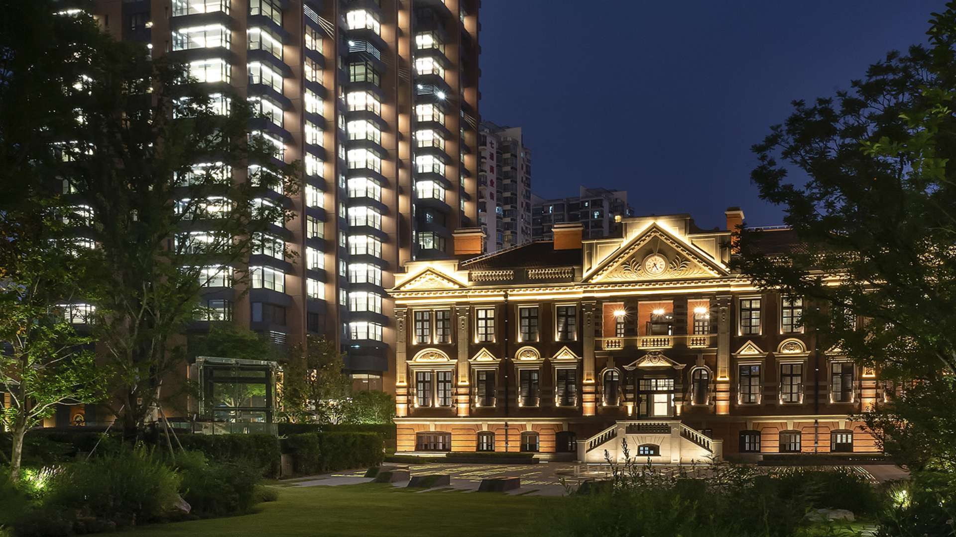 The Bvlgari Hotel Shanghai by night