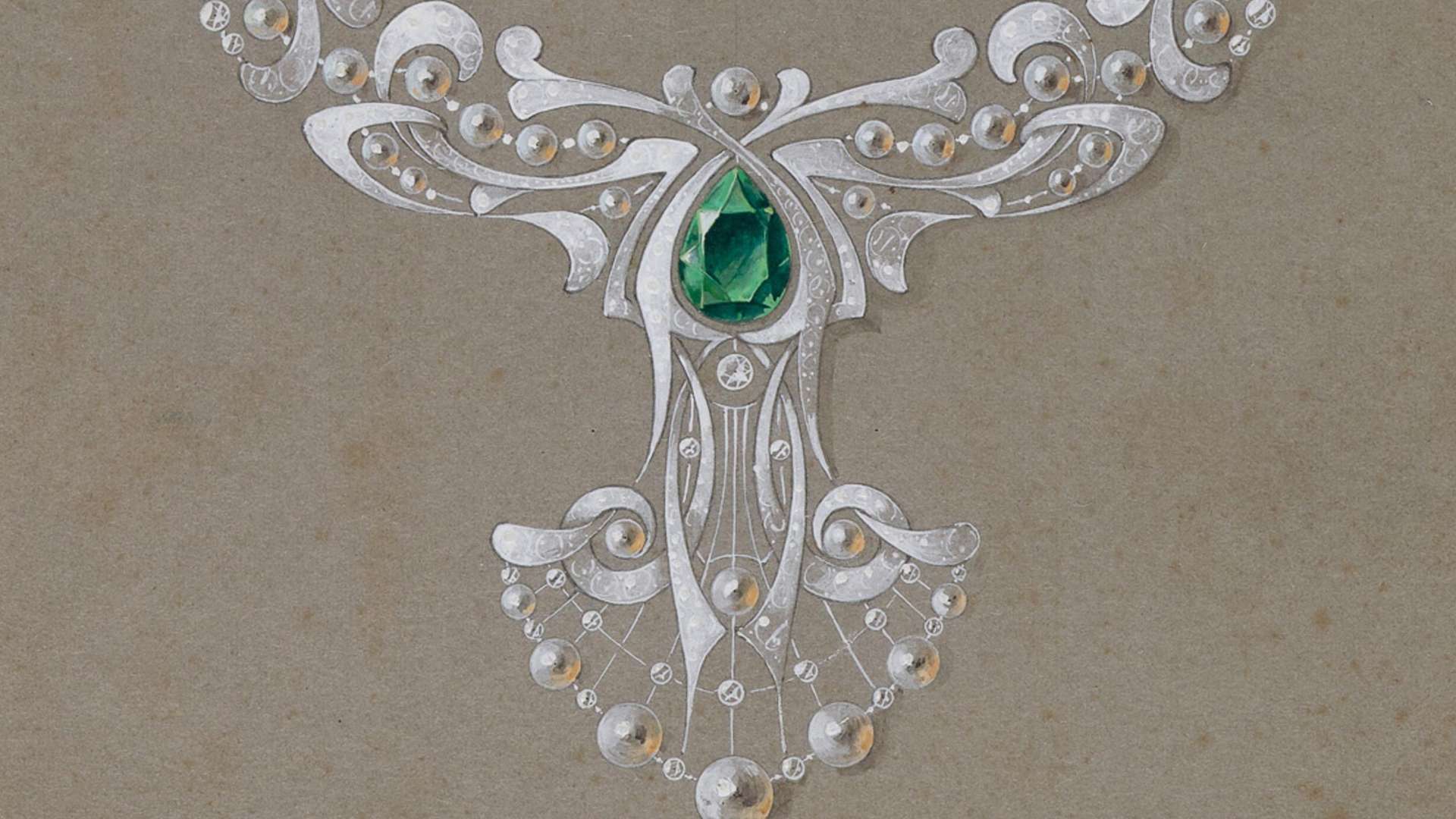 Raymond Subes, Necklace, 20th century, Graphite pencil, gouache, card, 23.8x16 cm. Petit Palais, Museum of Fine arts of the City of Paris - &copy; Paris Mus&eacute;es / Petit Palais, ADAGP, Paris, 2025
