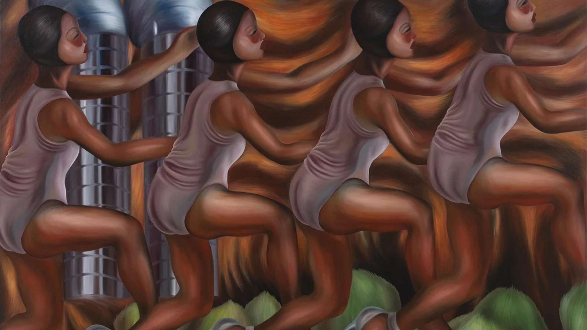 Chen Qin, People Dancing on the Road, 2024, Oil on canvas, 130 &times; 150 cm | Courtesy Tang Contemporary Art
