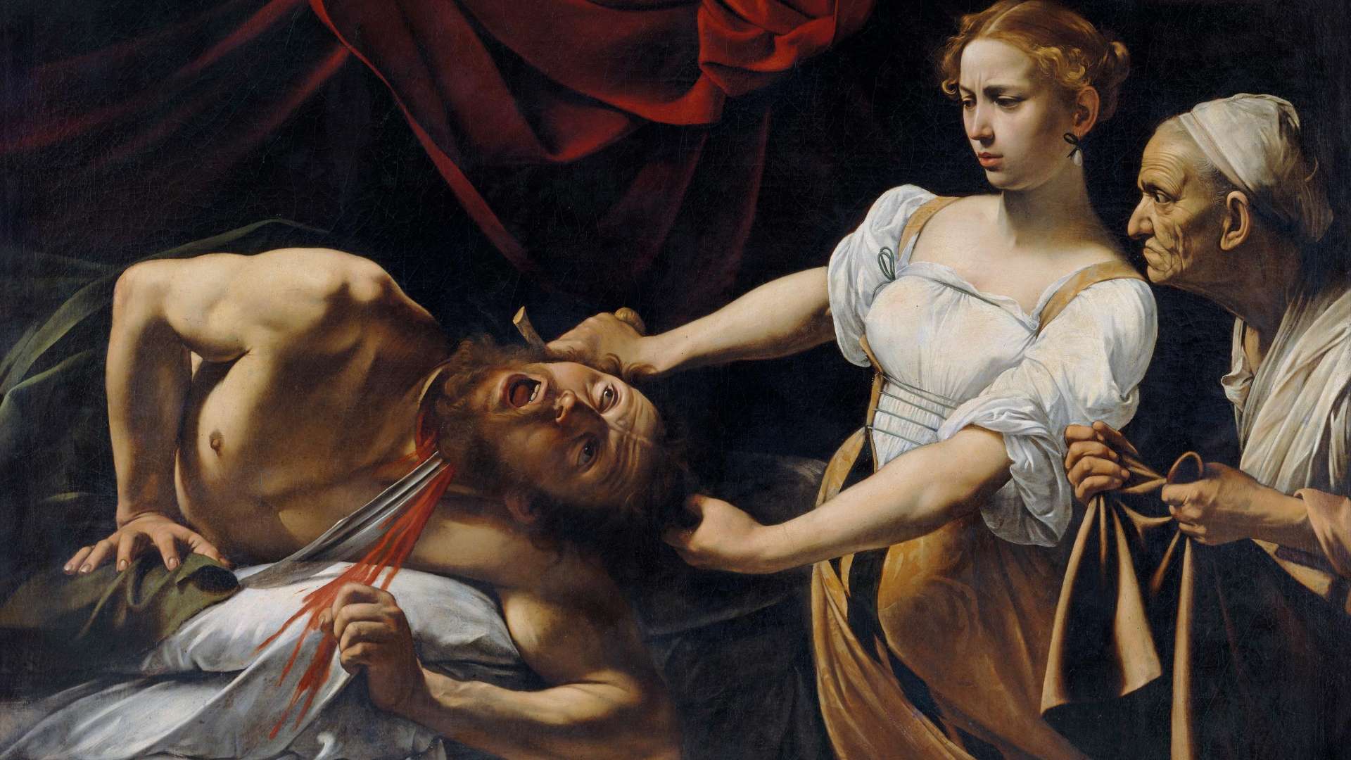 Michelangelo Merisi detto Caravaggio, Giuditta decapita Oloferne, 1599 circa, Olio su tela, 195 &times; 145 cm, Roma, Gallerie Nazionali di Arte Antica - Palazzo Barberini
