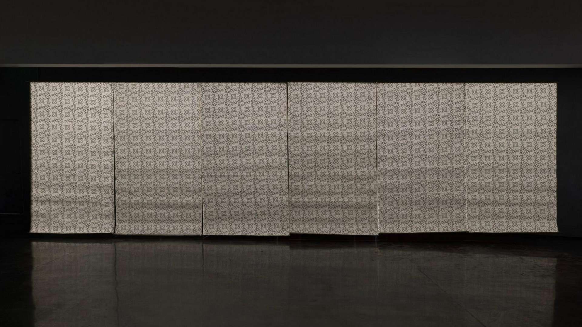 Dan Er, Greetings No. 1-158, 2022, Dan Er: Greetings, MACA, 2025, Handmade Xuan paper, Indian ink, wooden printing stamps, Each 364 &times; 146 cm, 6 in total | Photo: Yang Hao
