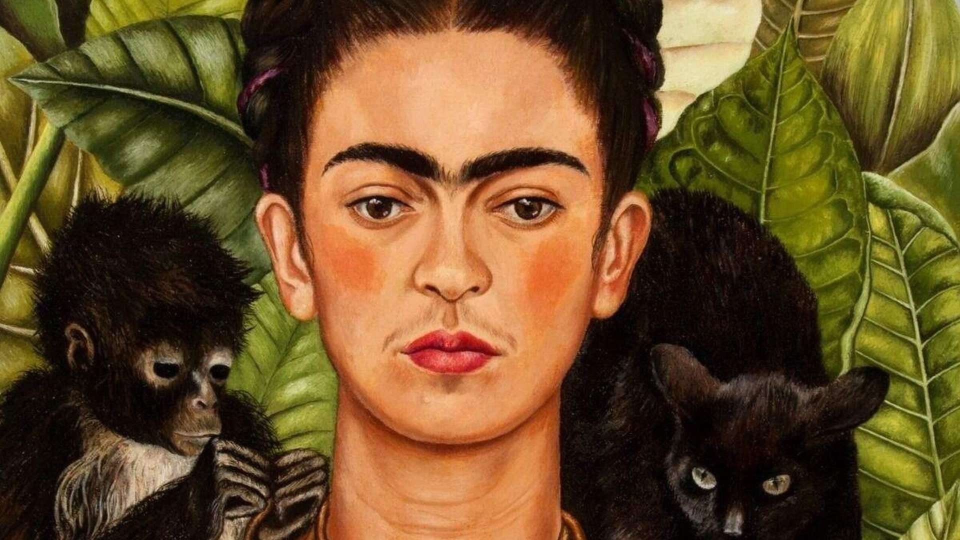 Frida Kahlo, Untitled (Self-portrait with thorn necklace and hummingbird), 1940, Oil on canvas mounted to board, Nickolas Muray Collection of Mexican Art, 66.6. Harry Ransom Center.
