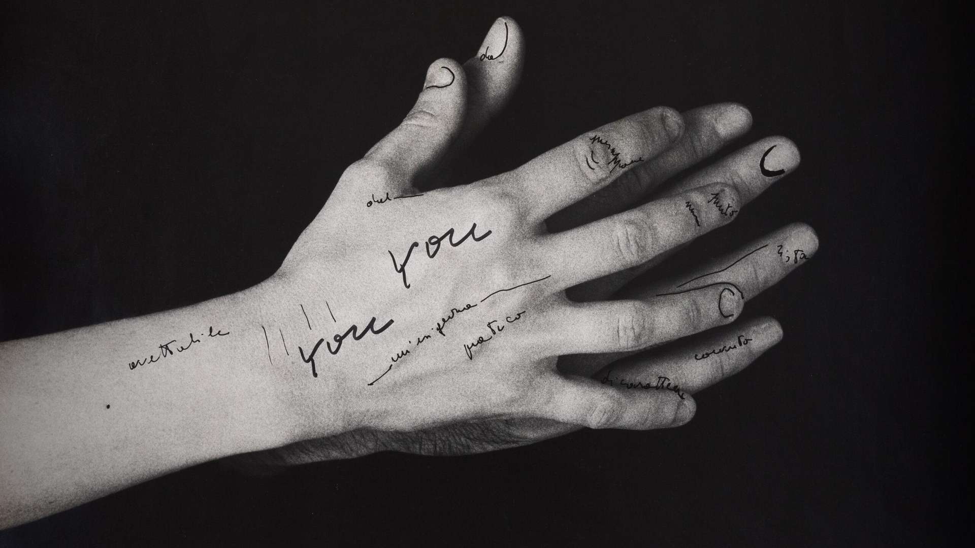 Ketty La Rocca, Le mie parole, e tu?, 1971, Photographic sequence, 1 of 4 elements | &copy; Archivio Ketty La Rocca of Michelangelo Vasta | Courtesy Estorick Collection, London