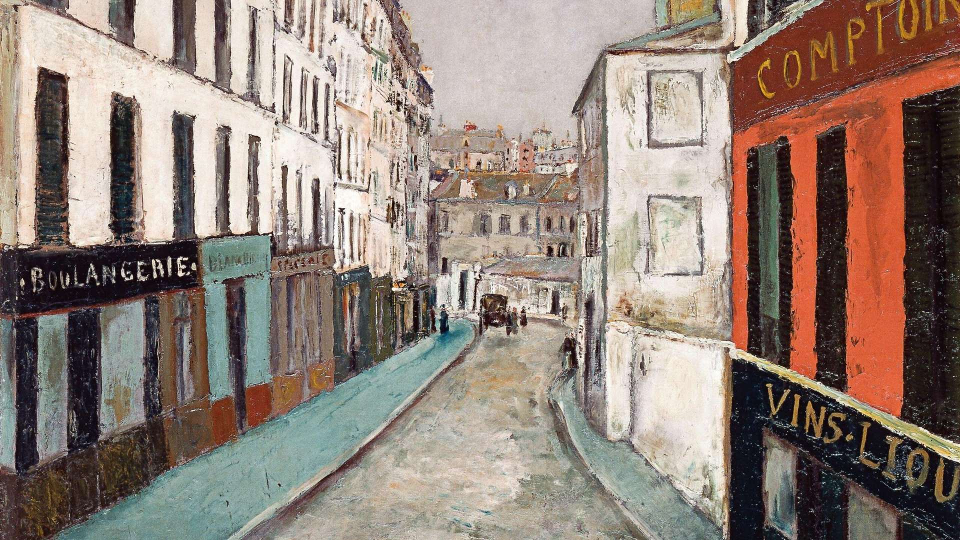 Maurice Utrillo, Rue Marcadet, 1909, Oil on canvas, 60.3 &times; 81.3 cm, Nagoya City Art Museum | Courtesy &copy; H&eacute;l&egrave;ne Bruneau 2024