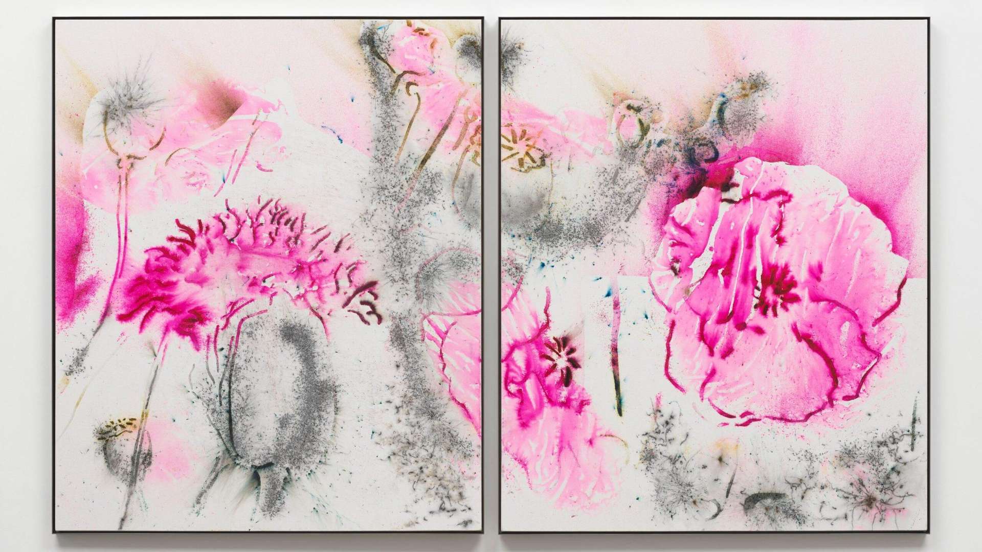 Cai Guo-Qiang, Pink Poppy No. 2, 2021, Gunpowder on canvas | Courtesy &copy; Cai Guo-Qiang | Photo: Theo Christelis White Cube
