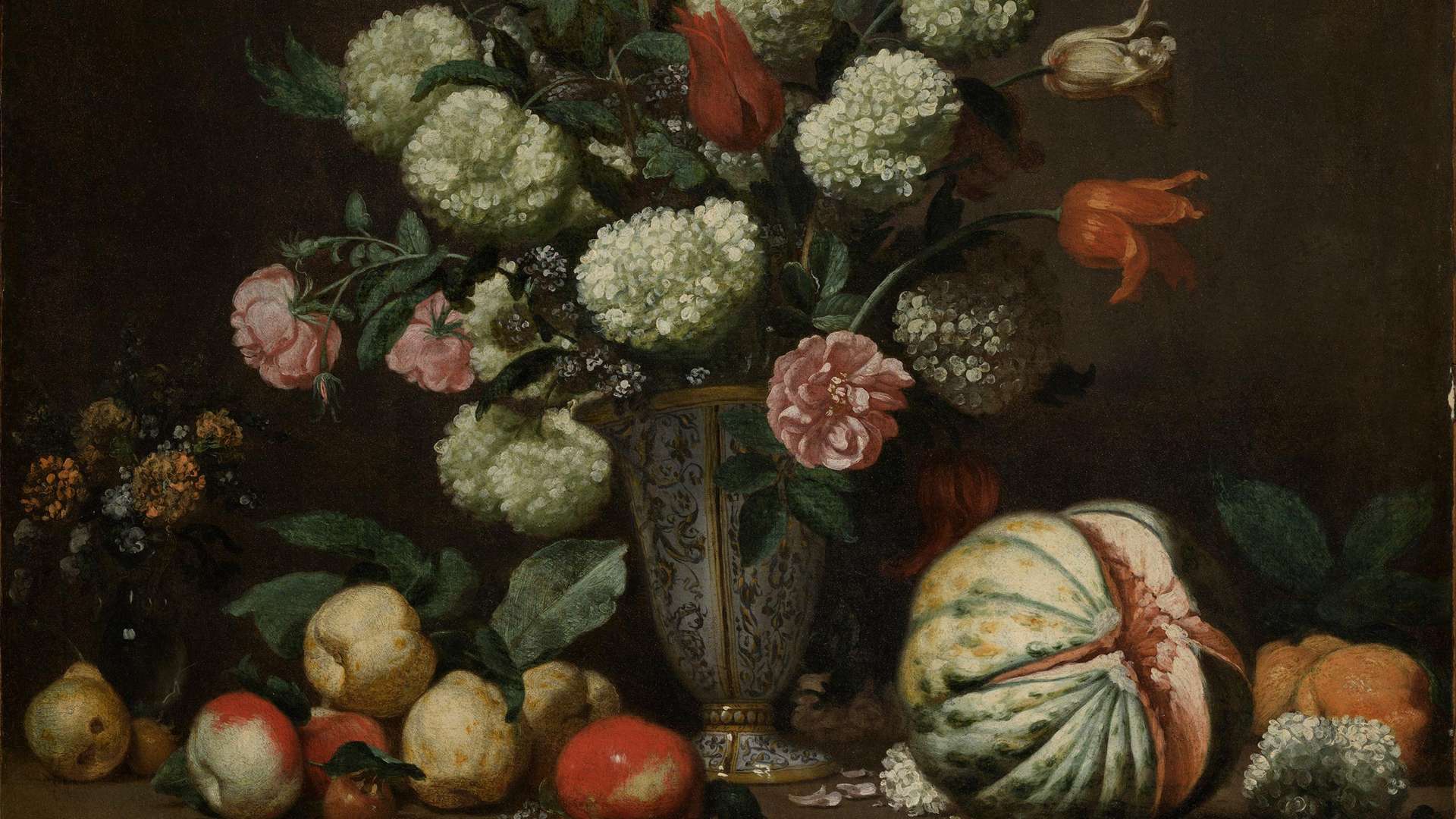 Bernardo Strozzi known as Il Cappuccino, Still Life of Flowers and Fruit, 1635-1640, Oil on canvas, 81 &times; 110, Private Collection