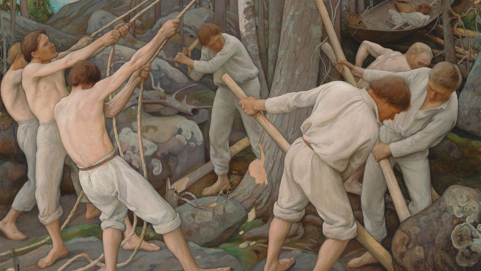 Pekka Halonen, Pioneers in Karelia, Oil on canvas, 200 &times; 237 cm, Ateneum Art Museum, Helsinki, Finlande | &copy; Finnish National Gallery | Photo: Aleks Talve
