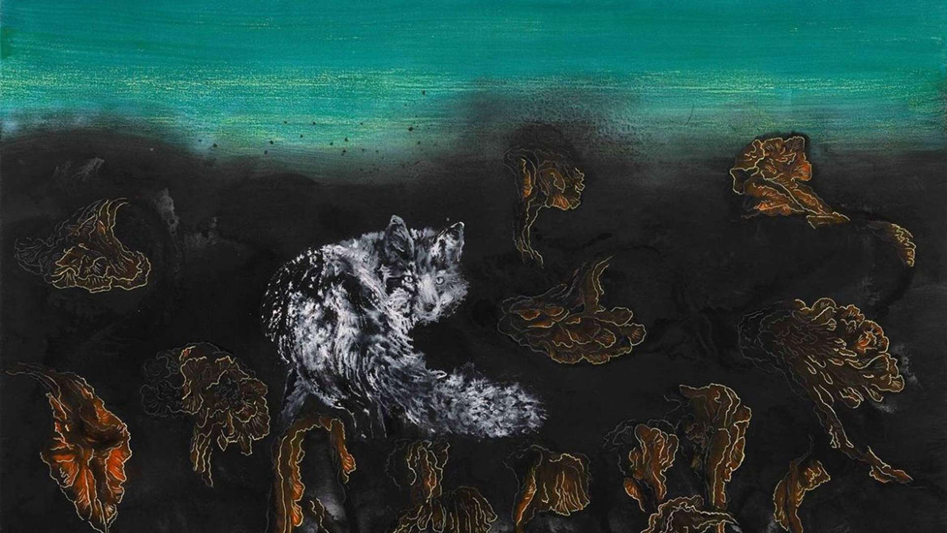 Rebekka Steiger, 一夜邂逅&nbsp;II, 2025, Tempera and acrylic ink on canvas, 145 &times; 200 cm | Courtesy Rebekka Steiger