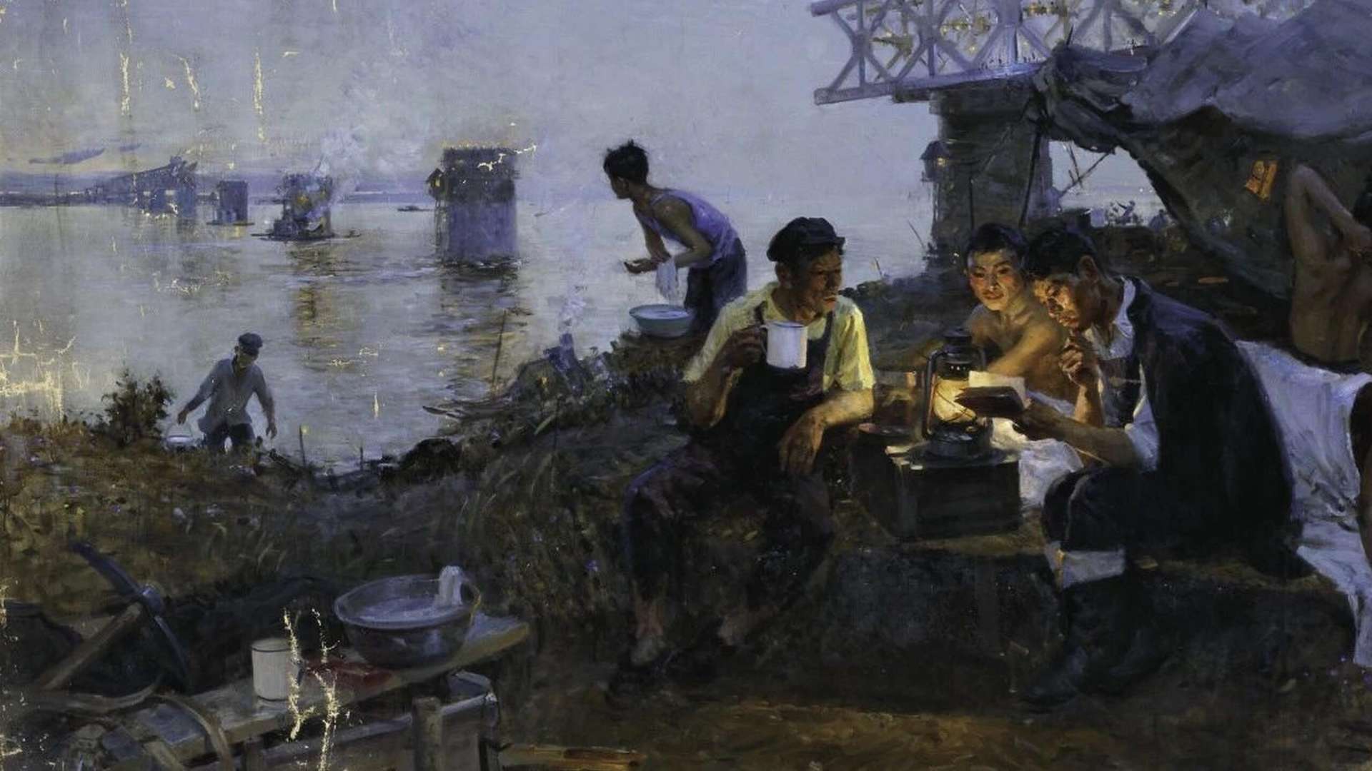 Yuan Hao, Sunrise on the Yangtze River, 1957, Oil on canvas, 154 &times; 283 cm, Collection of the CAFA Art Museum, Beijing