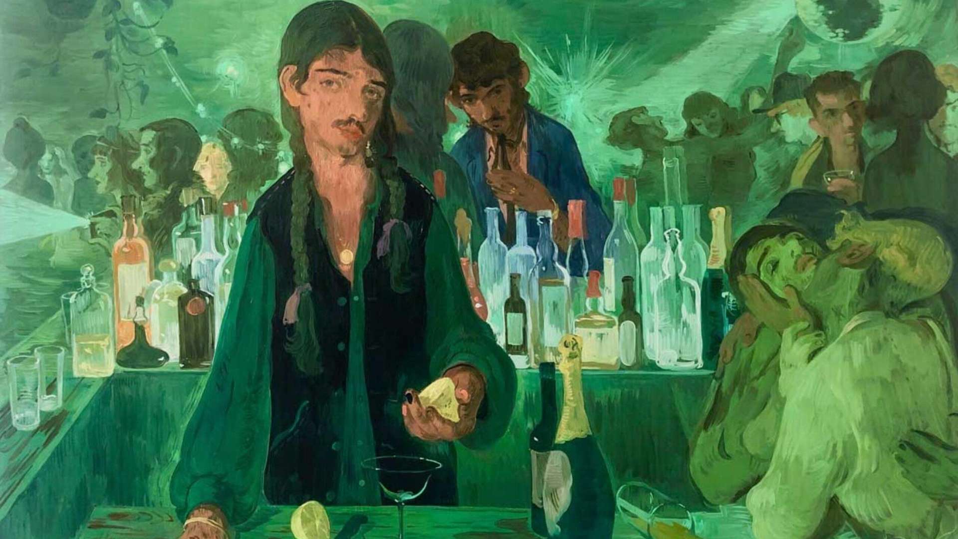 Salman Toor, The Bar on East 13th, 2019 | Courtesy &copy; Salman Toor, Luhring Augustine, Thomas Dane Gallery