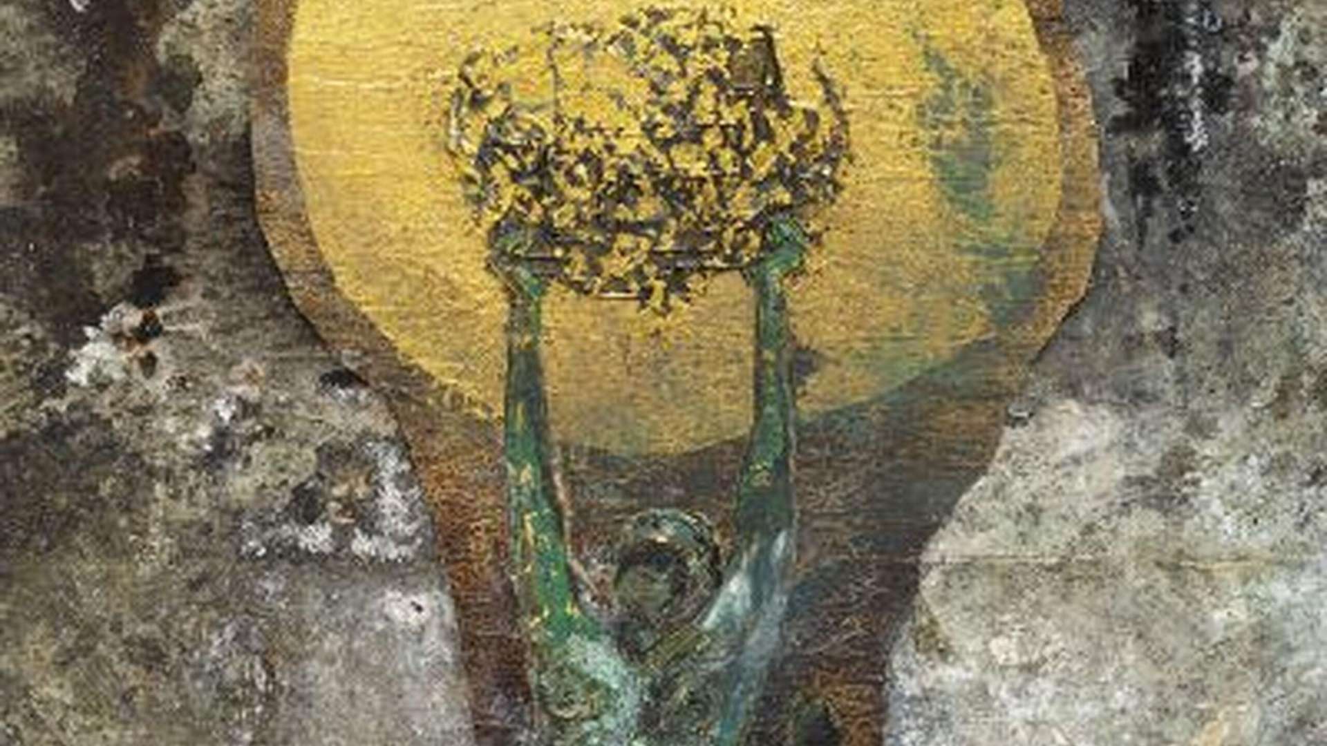 Anselm Kiefer, Sophie Brahe, 2025, Emulsion, oil, acrylic, shellac, gold leaf, electrolysis sediment, straw, clay, and canvas collage on canvas, 570 &times; 280 cm | &copy; Anselm Kiefer | Photo: Nina Slavcheva