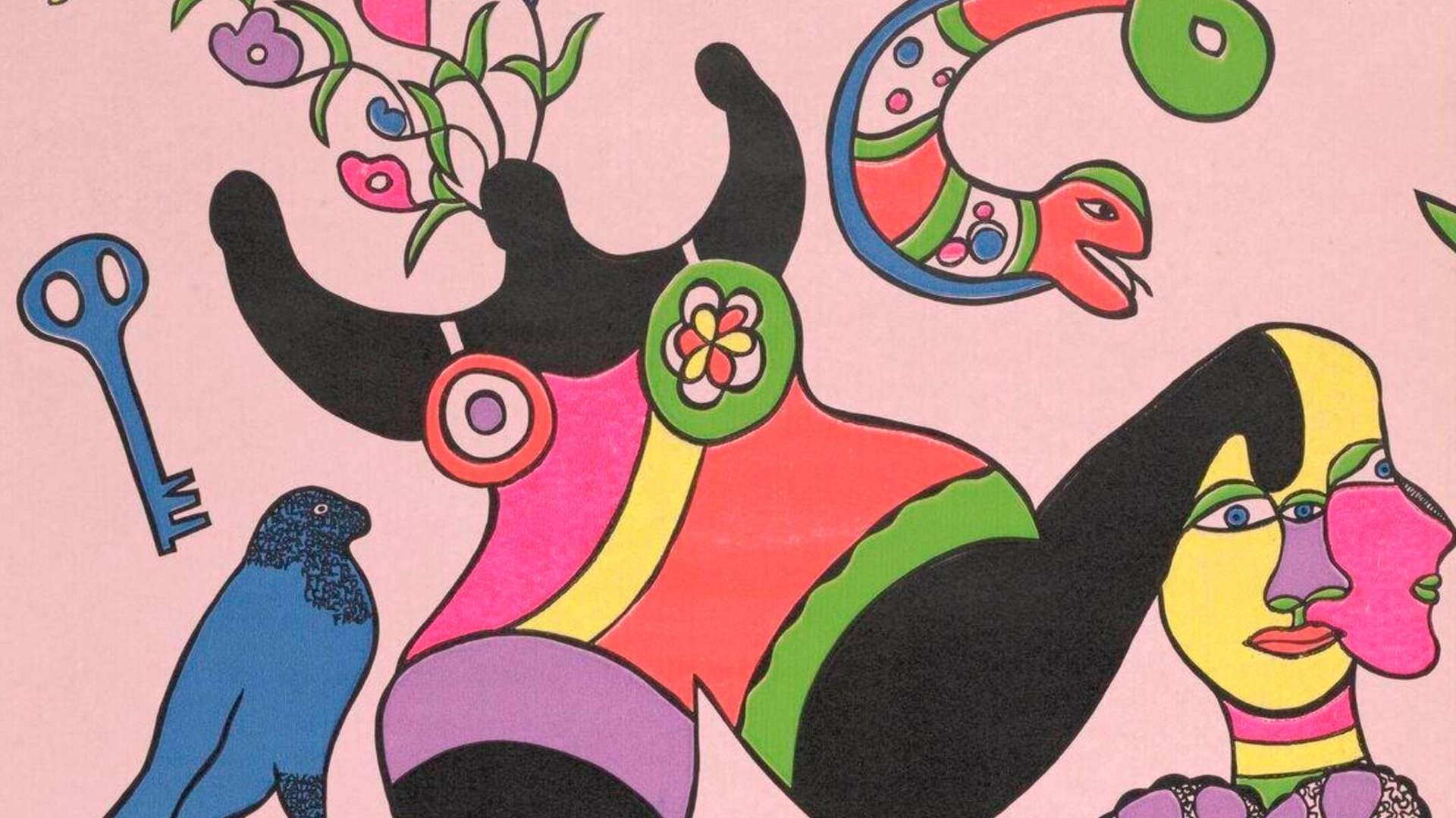 Nikki de St Phalle, Nana, Screenprinted wallpaper for XARTWALLS, Produced by Marburger Tapenfabrik, 1971, Germany | Courtesy &copy; Victoria & Albert Museum, London