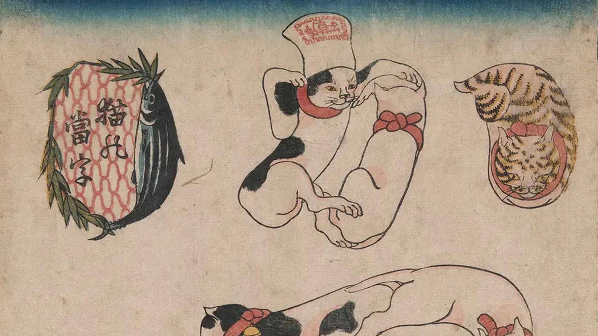Utagawa Kuniyoshi, Katsuo, the Cat with the Character for "Tōji", Circa 1842 | Courtesy The Trustees of the British Museum