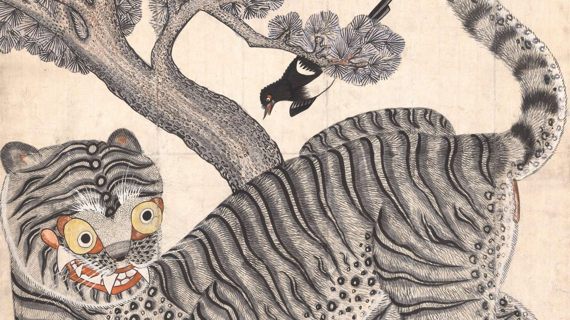 Tigre e gazza, 1800-1900, Inchiostro e colore su carta | Courtesy &copy; National Museum of Korea