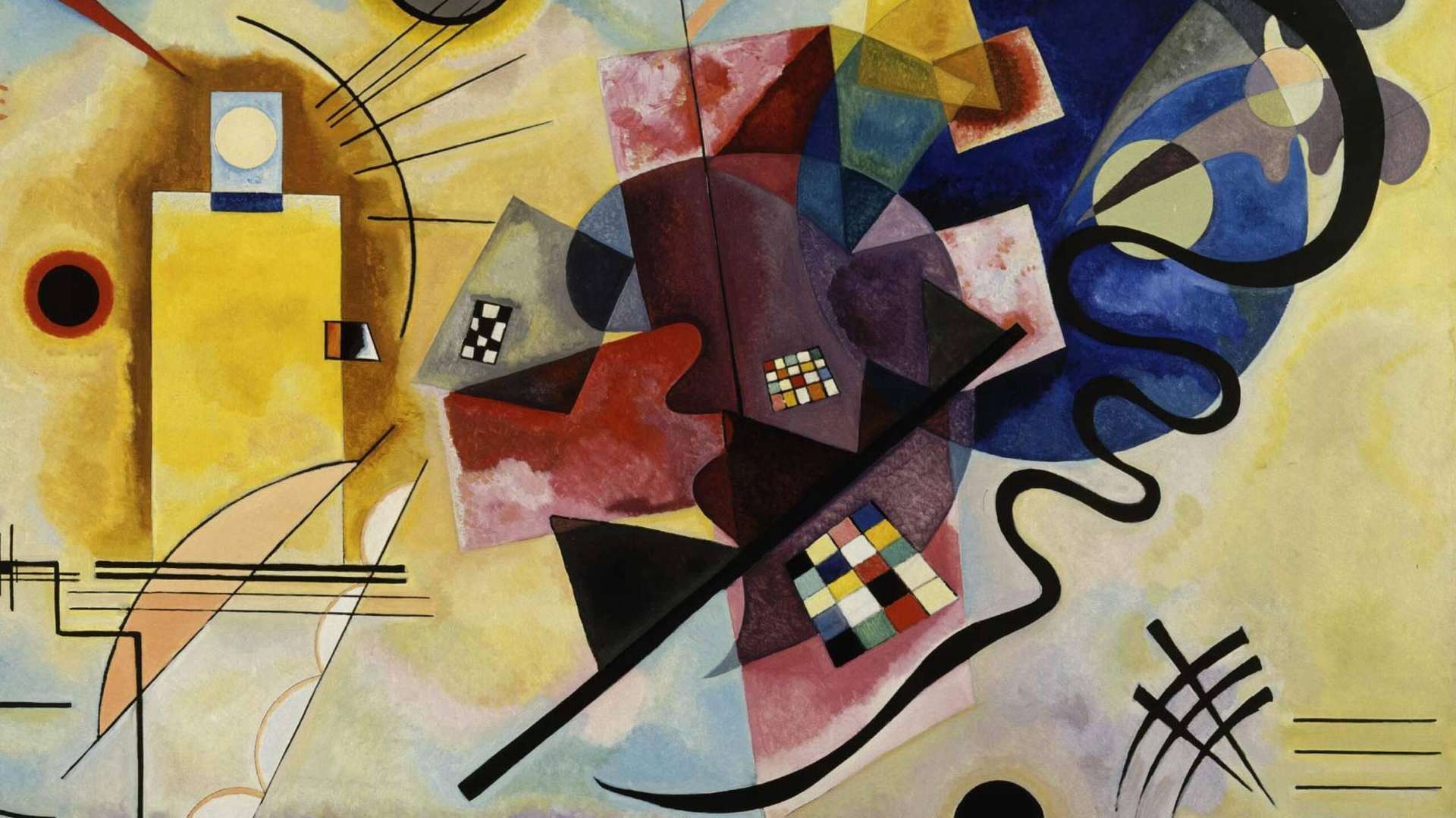 Vassily Kandinsky, Gelb-Rot-Blau (Jaune-rouge-bleu), 1925, Oil on canvas, Donation by Nina Kandinsky, 1976, Centre Pompidou, Paris, Mus&eacute;e national d'art moderne &ndash; Centre de cr&eacute;ation industrielle