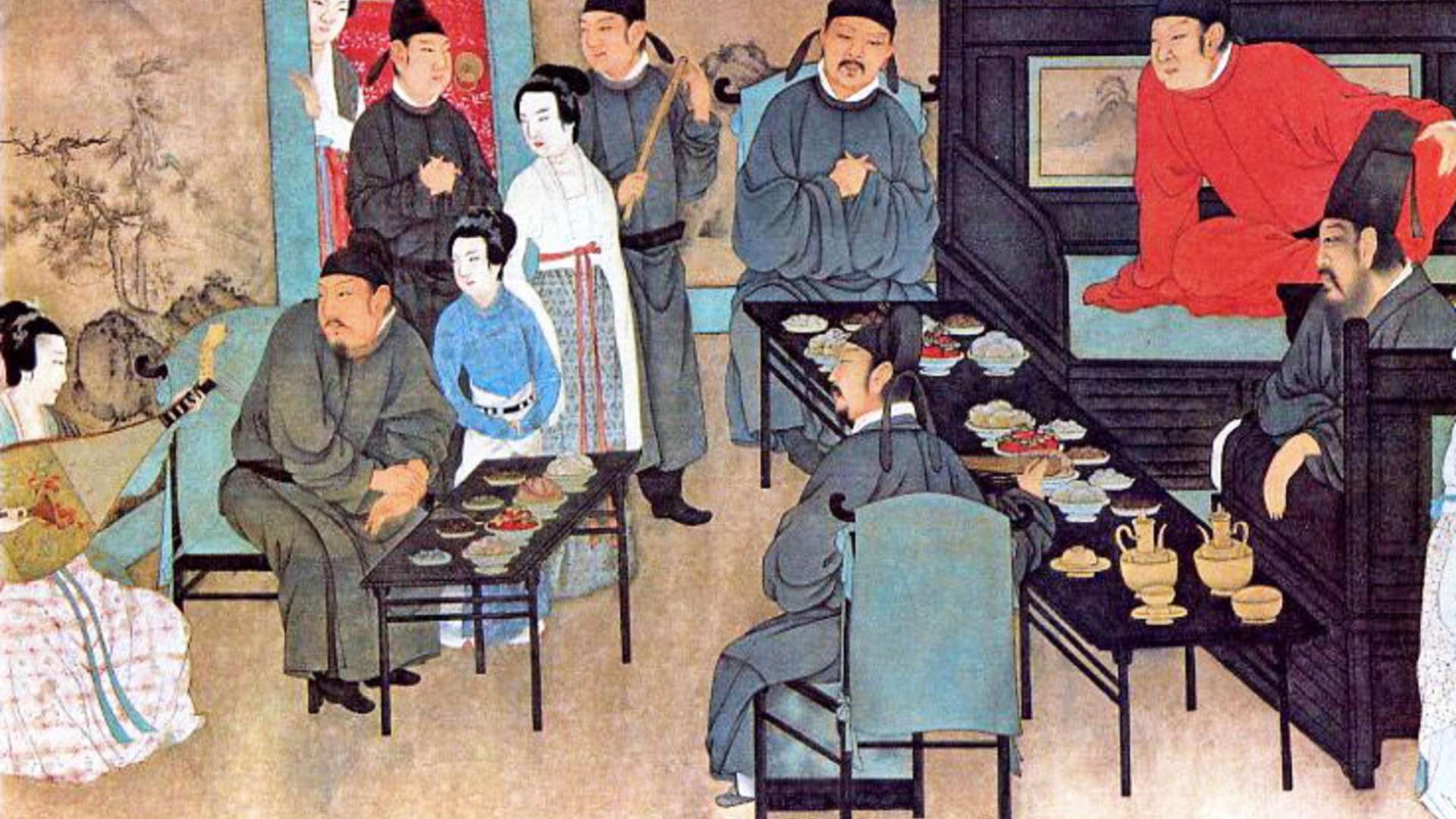 夜宴图 長巻 掛軸 70×330cm 中国人物画 韩熙载夜宴图| 北京宝格丽酒店