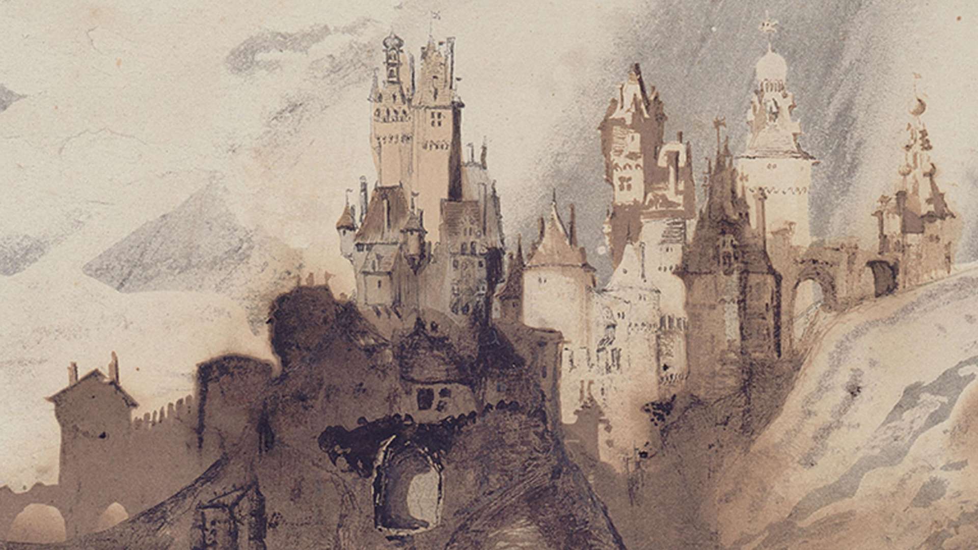 Victor Hugo, Il castello allegro, 1847 circa, Penna, pennello, matita, stencil, inchiostro e cartone su carta, 15.8 &times; 22.2 cm, Maisons de Victor Hugo, Paris / Guernsey | Foto: CC&Oslash; Paris Mus&eacute;es / Maison de Victor Hugo